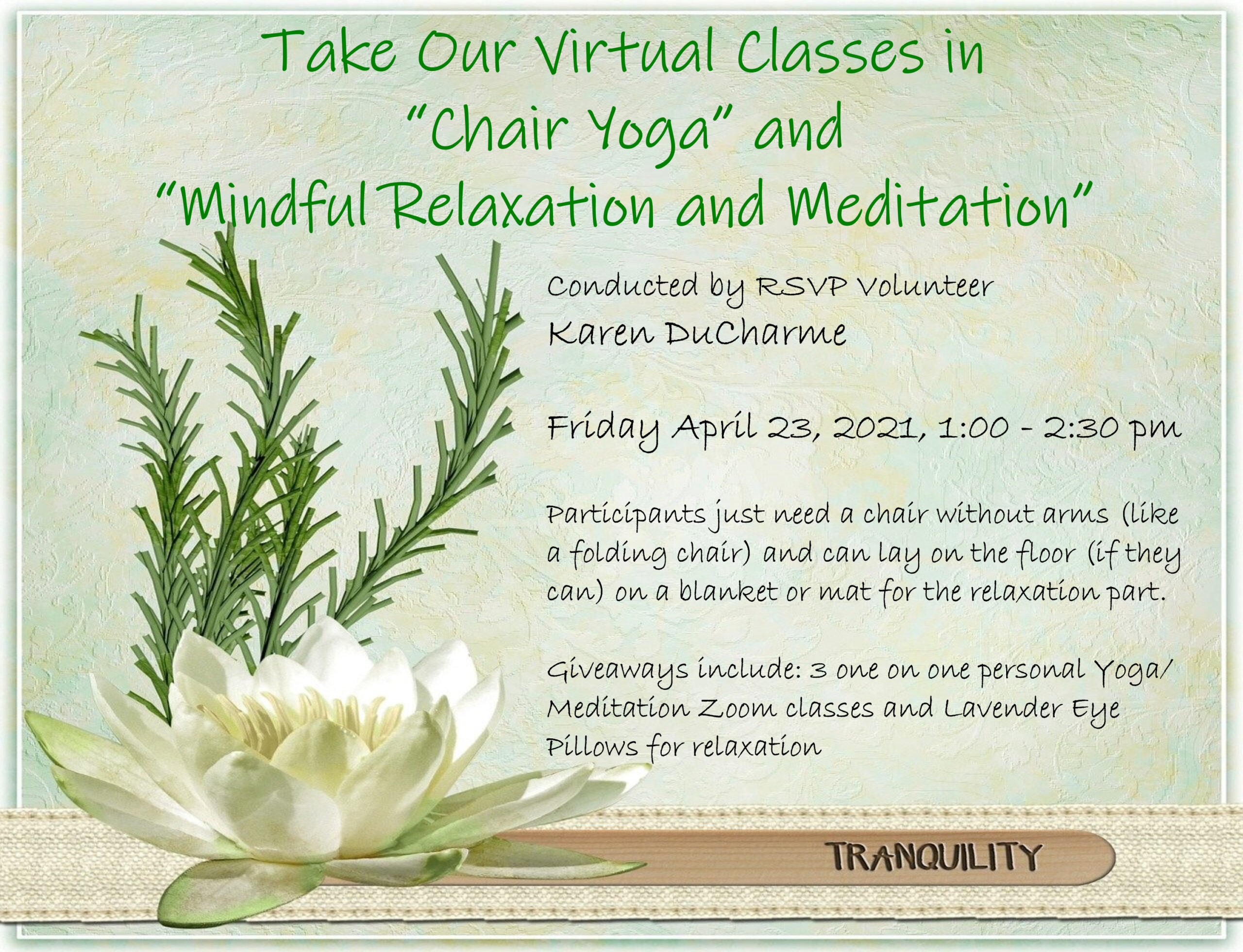 Invitation to a virtual session of chair yoga