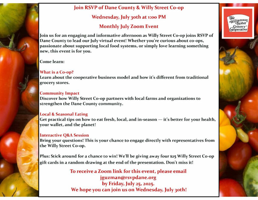 July Zoom event by Willy Street Coop