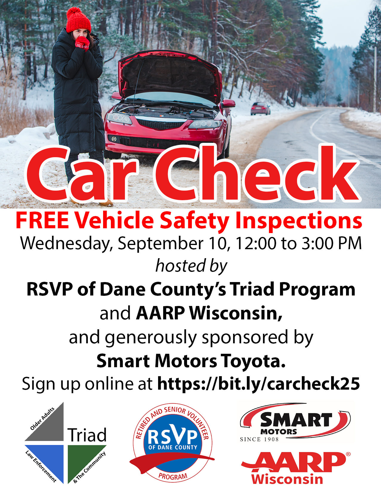 Car Check Flyer, Sept 10 12-3pm