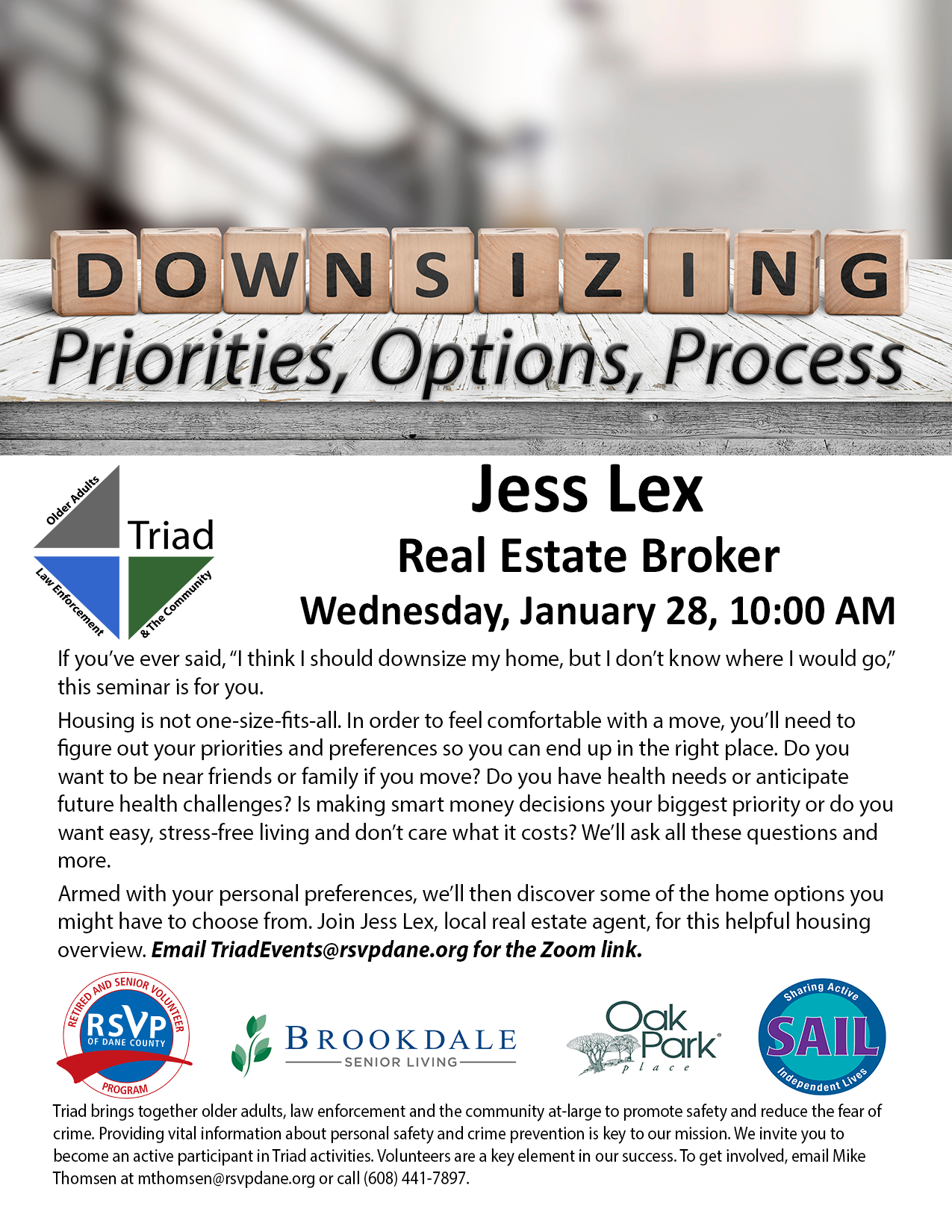 Downsizing priorities options process flyer