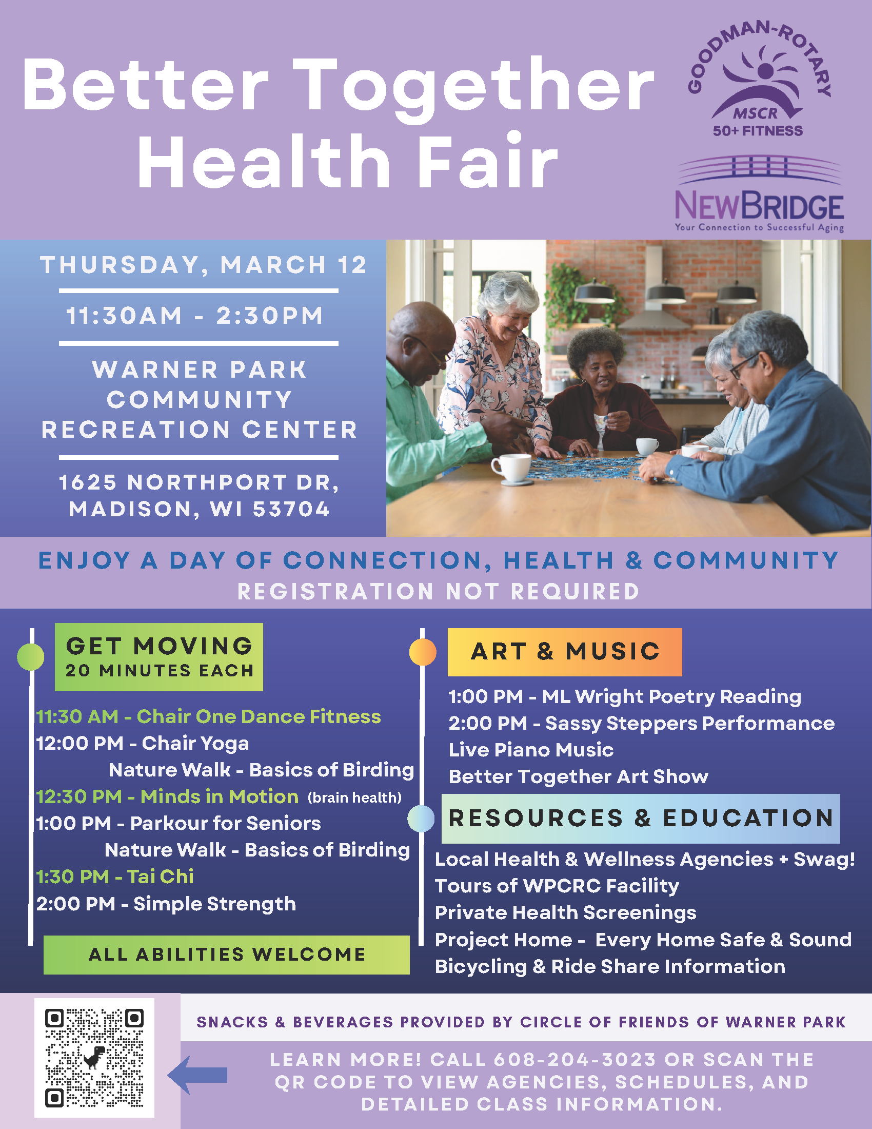 Schedule for the Better Together Health Fair