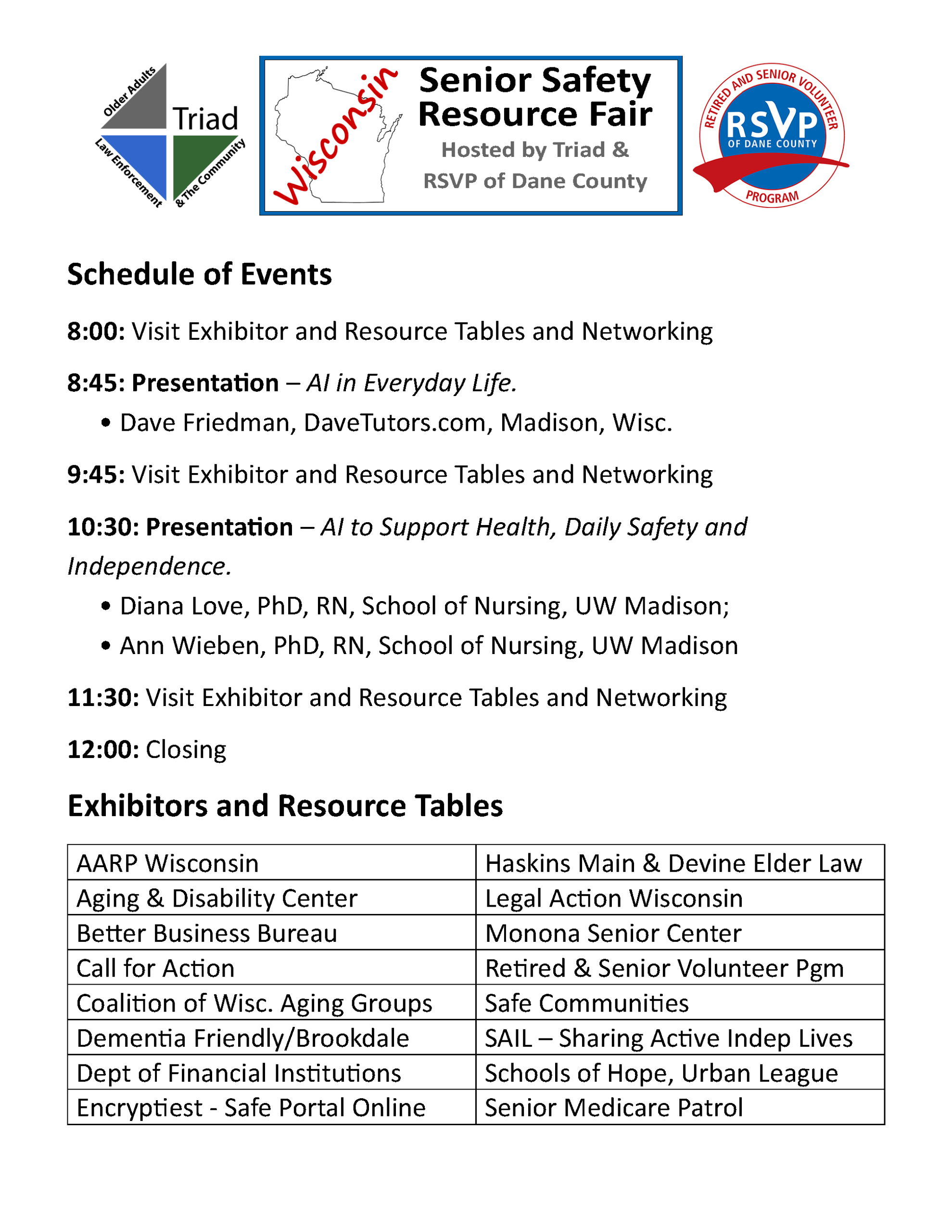 page two senior safety resource fair flyer